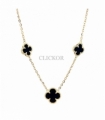 COLLAR ORO 18KT FLORES DE PIEDRA ONIX