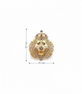 SELLO ORO 18KT LEON CON CORONA CIRCONITAS