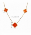 COLLAR ORO 18KT CON TRES FLORES DE PIEDRAS NARANJAS