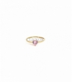 ANILLO ORO 18KT CIRCONITAS CORAZON ROSA