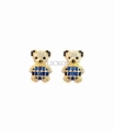 PENDIENTES OSO ORO 18KT CIRCONIO AZUL