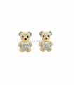 PENDIENTES OSO ORO 18KT CIRCONIO AZUL