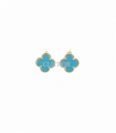 PENDIENTES ORO 18KT TREBOL AZUL