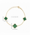 PULSERA ORO 18KT TRES FLORES JADE