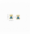 PENDIENTES ORO 18KT OSITO CORAZON AZUL